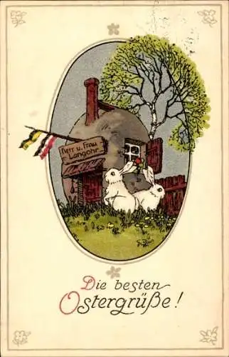 Ak die Besten Ostergrüße, Haus von Herrn und Frau Langohr