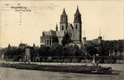 Ak Magdeburg in Sachsen Anhalt, Dom, Elbe