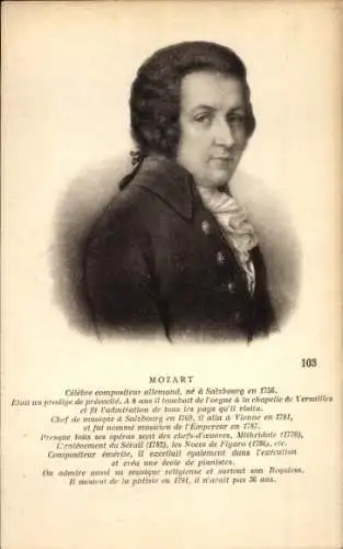 Ak Komponist Wolfgang Amadeus Mozart, Portrait