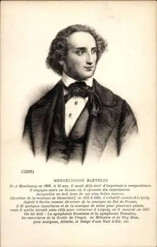 Ak Komponist Felix Mendelssohn Bartholdy, Portrait