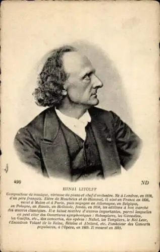 Ak Komponist Henry Litolff, Portrait, Profilansicht