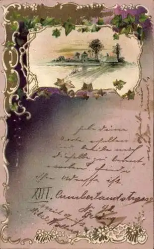 Präge Passepartout Ak Landschaftsmotiv, Dorf