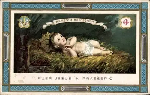 Ak Memento Bethlehem, Puer Jesus in Praesepio
