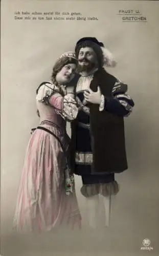 Ak Faust und Gretchen, Ich habe schon soviel für dich getan, coloriert