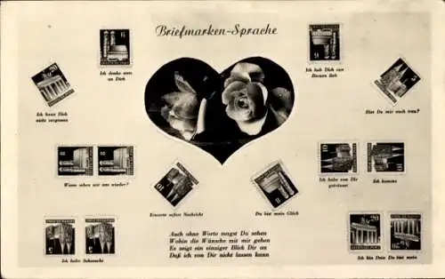 Briefmarken Ak Briefmarkensprache, Rosen, Ich denke stets an Dich, EAS 3000