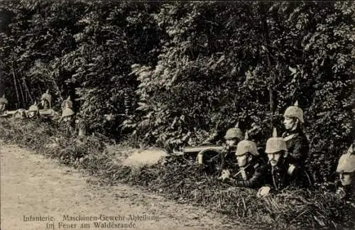 Ak Das Deutsche Heer, Infanterie, Maschinen-Gewehr-Abteilung im Feuer am Waldesrande