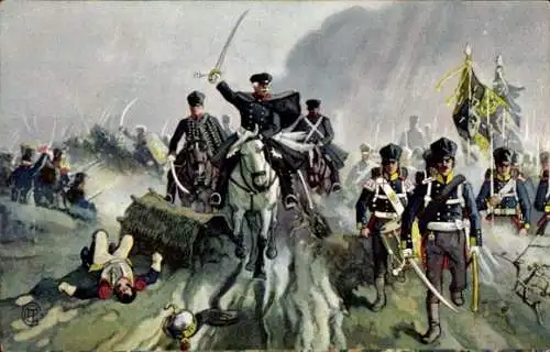 Künstler Ak Die Völkerschlacht 1813, General Blüchers Sieg an der Katzbach, Reklame, Salz