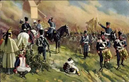 Künstler Ak General Bülow bei Dennewitz, Dr. Ernst Sandow's Brausesalze, Völkerschlacht 1813