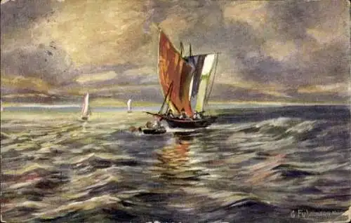 Künstler Ak G. Fuhrmann, Segelboote auf bewegter See
