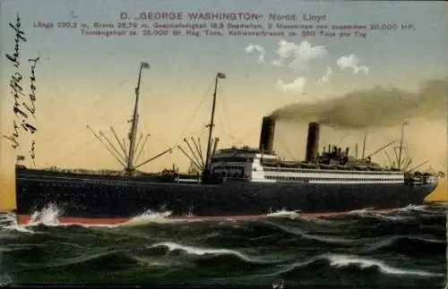 Ak Dampfschiff George Washington, Norddeutscher Lloyd Bremen