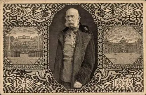 Ganzsachen Ak Kaiser Franz Joseph I., Portrait, Jubiläum 1908