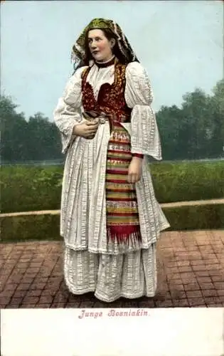 Ak Junge Bosniakin, Frau in Tracht