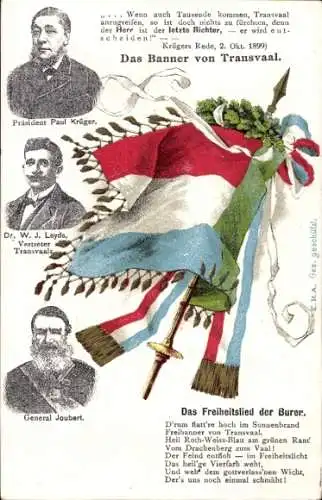 Ak Südafrika, Präsident Paul Kruger, Das Banner von Transvaal, Freiheitslied der Burer