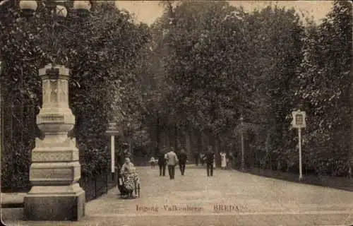 Ak Breda Nordbrabant Niederlande, Eingang Valkenberg. BREDA.