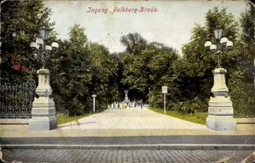 Ak Breda Nordbrabant Niederlande, Eingang Valkenberg-Breda.