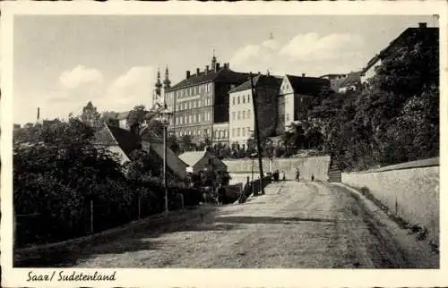 Ak Žatec Saaz Region Aussig, Straßenansicht