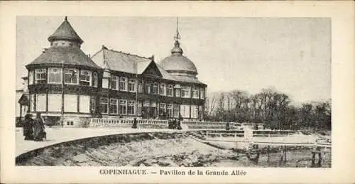Ak København Kopenhagen Dänemark, Pavillon de la Grande Allée,  Architektur, Menschen auf der Str