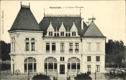 Ak Montargis Loiret, Caisse d'Epargne, beeindruckende Architektur, Schwarz-Weiß-Fotografie