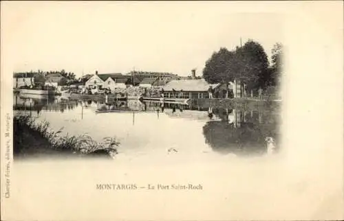 Ak Montargis Loiret, Le Port Saint-Roch, Wasseransicht, Gebäude, Bäume