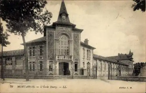 Ak Montargis Loiret, Schule Cours Durzy, schöne Architektur, reduzierte Farben