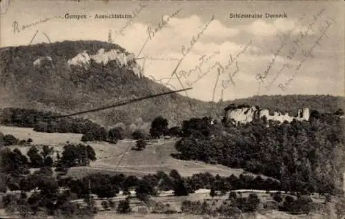 Ak Gempen Kanton Solothurn, Aussichtsturm  Schlossruine Dorneck, Landschaft