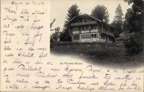 Ak Gryon Kanton Waadt, Altes Chalet, Umgebung, Architektur, Naturlandschaft