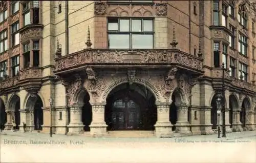 Ak Hansestadt Bremen, Baumwollbörse, Portal,  Bauarchitektur