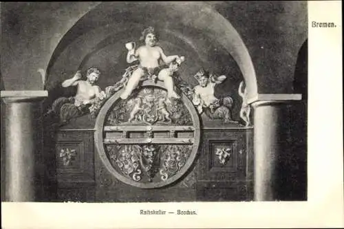Ak Schnoor Bremen, Bacchus, Rathaussäule, Engel, Löwen, Historische Architektur