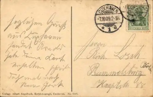 Ak Nordseebad Cuxhaven, Nordseebad  Leuchtturm, Semaphore, Telegraphengebäude, Sturmflut