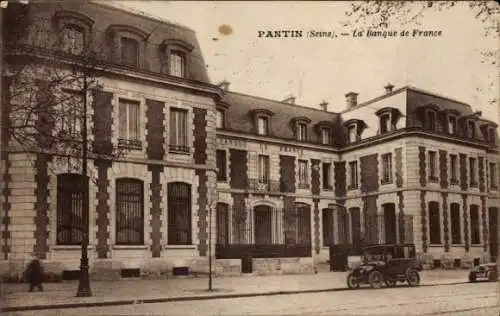 Ak Pantin Seine Saint Denis, La Banque de France,  Architektur, alte Automobile
