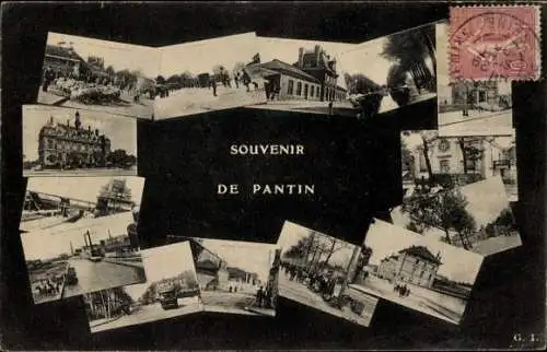 Ak Pantin Seine Saint Denis, Souvenir de  mehrere  Ansichten, 