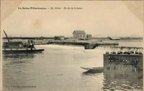 CPA Ablon Val de Marne, Bords de la Seine, Wehr, Schleuse