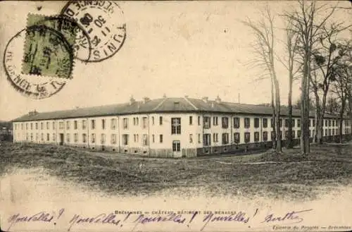 Ak Brevannes Val de Marne, Chateau des Menages, Schwarz-Weiß Foto, Bäume, Gebäude