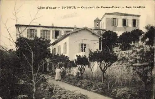 Ak Saint Paul du Var Alpes Maritimes, Couvent de Passe-Prest, Gärten