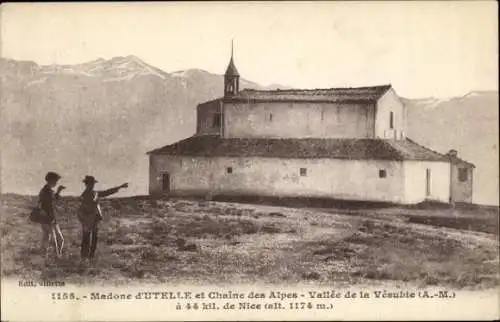 Ak Utelle Alpes-Maritimes, Madone d'Utelle, Chaine des Alpes, Valee de la Vesubie