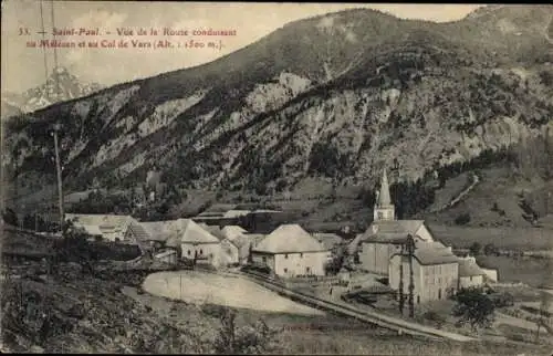 Ak Saint Paul du Var Alpes Maritimes, Vue de la Route conduisant au Melezen et au Col de Vars