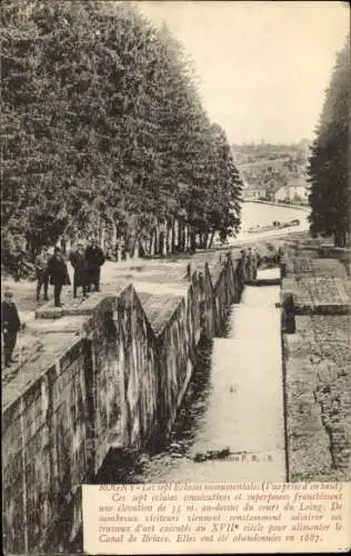 Ak Rogny les Sept Écluses Yonne, Sept Ecluses monumentales, Ingenieureingriff, Wasserstraße, 35 m