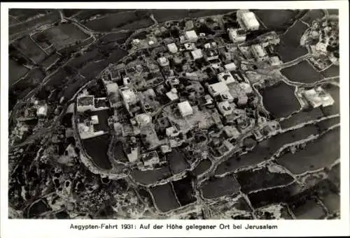 Sammelbild Zeppelin Weltfahrten, Jerusalem Israel, Ägyptenfahrt 1931, Fliegeraufnahme