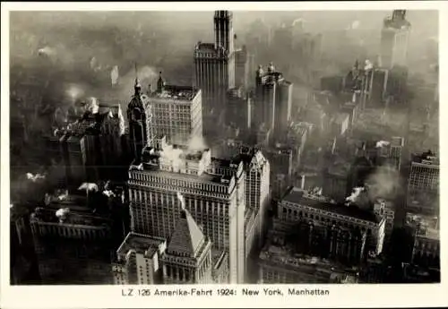 Sammelbild Zeppelin Weltfahrten Nr. 127 LZ 126 Amerika-Fahrt, New York, Manhattan