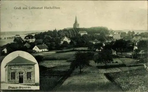 Ak Hoch Elten Emmerich am Rhein, Gesamtansicht, Drusus-Brunnen