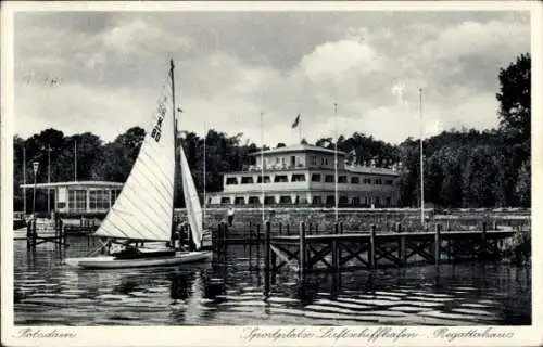 Ak Templiner Vorstadt Potsdam, Sportplatz Luftschiffhafen, Regattahaus, Templiner See