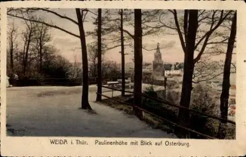 Ak Weida in Thüringen, Weida i. Thür, Paulinenhöhe, Blick auf Osterburg