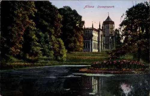 Ak Hamburg Altona, Villa im Donnerspark, Wasserpartie