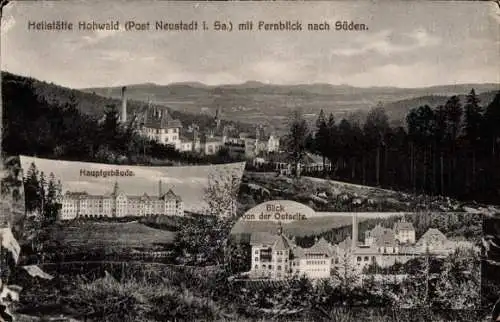 Ak Hohwald Neustadt in Sachsen, Heilstätte Hohwald, Fernblick nach Süden, Blick von der Ostseite