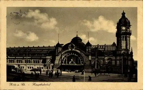Ak Köln am Rhein, Hauptbahnhof   Architektur, Wolken, Menschenmenge