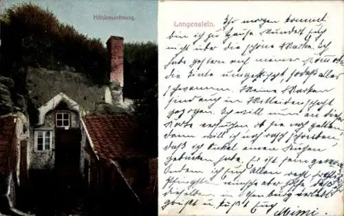 Ak Langenstein Halberstadt im Harz, Höhlenwohnung,  , schöne Weiten, Pfingsten Wünsche