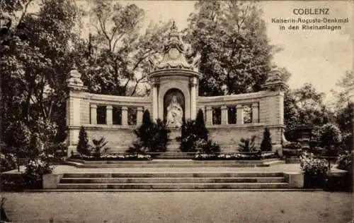 Ak Koblenz am Rhein, Kaiserin-Augusta-Denkmal, Rheinanlagen