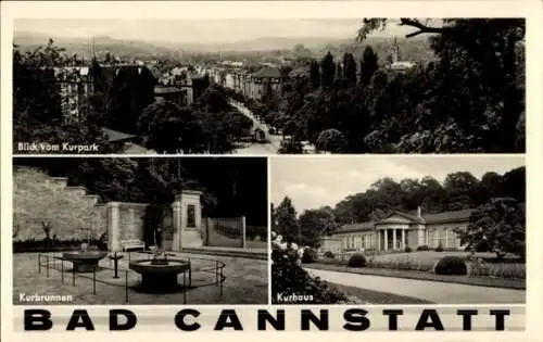 Ak Bad Cannstatt Stuttgart in Württemberg, Schloss Rosenstein, Blick vom Kurpark, Kurbrunnen, Kur