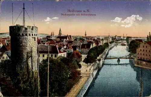 Ak Heilbronn am Neckar, Neckarpartie, Bollwerkturm, Brücken