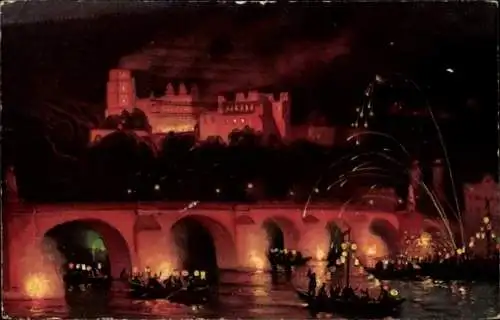 Ak Heidelberg am Neckar, Schlossbeleuchtung